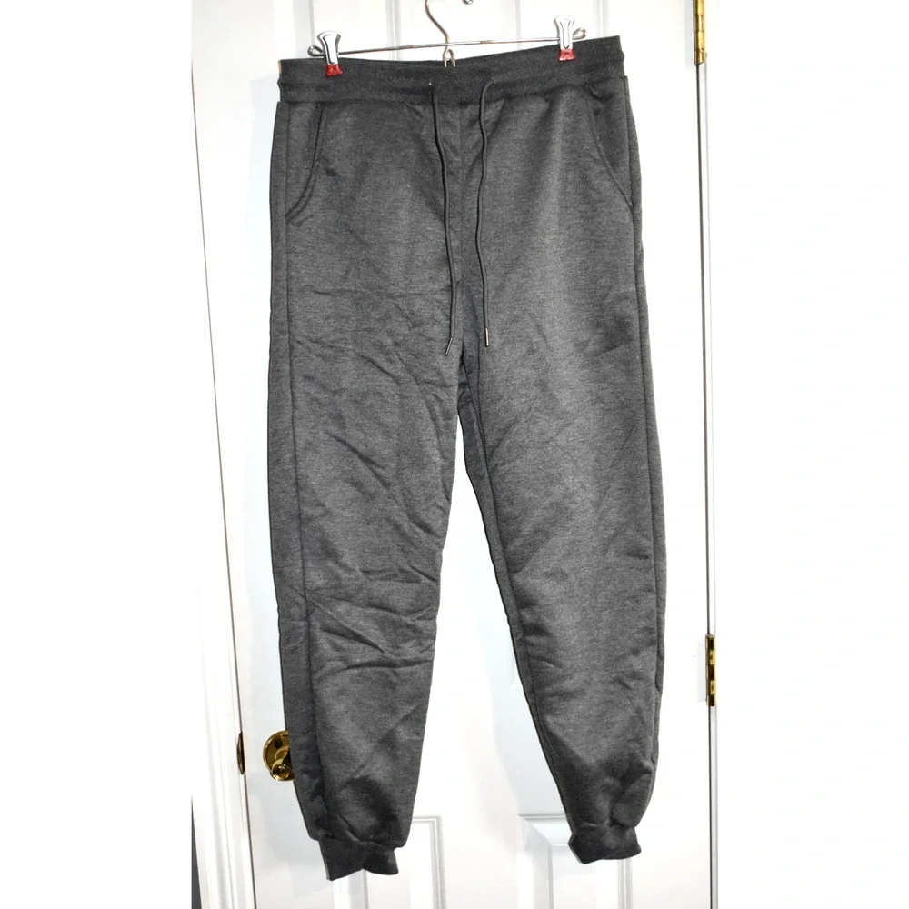 Machlab Men's Thermal Fleece Jogger Pants Sherpa Lined Sweats Gray Medium NEW